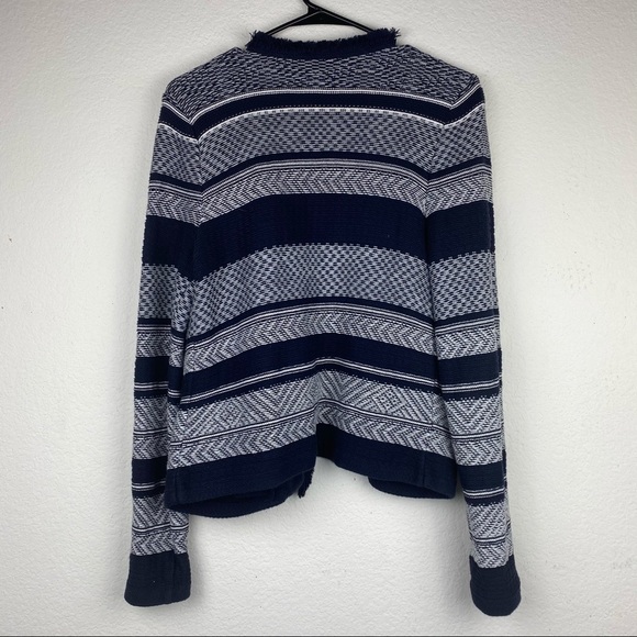 Ann Taylor Loft Navy Stripped Knit jacket SZ M - Picture 7 of 9